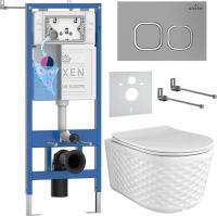 Унитаз подвесной Roxen Vine Tornado в комплекте с инсталляцией StounFix Dual Fresh 6 в 1 979017 (кно