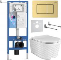 Унитаз подвесной Roxen Vine Tornado в комплекте с инсталляцией StounFix Dual Fresh 6 в 1 979022 (кно