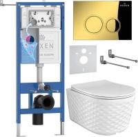 Унитаз подвесной Roxen Vine Tornado в комплекте с инсталляцией StounFix Dual Fresh 6 в 1 979013 (кно