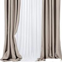 Комплект штор Mio Tesoro Блэкаут 150x250 + Гардина лен 400x250 (серый/белый)