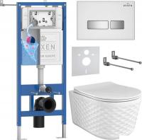 Унитаз подвесной Roxen Vine Tornado в комплекте с инсталляцией StounFix Dual Fresh 6 в 1 979024 (кно