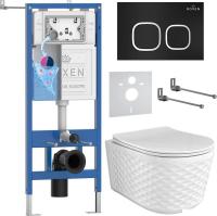 Унитаз подвесной Roxen Vine Tornado в комплекте с инсталляцией StounFix Dual Fresh 6 в 1 979015 (кно
