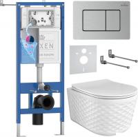 Унитаз подвесной Roxen Vine Tornado в комплекте с инсталляцией StounFix Dual Fresh 6 в 1 979023 (кно