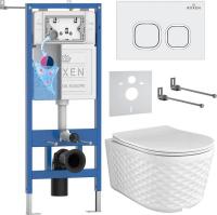 Унитаз подвесной Roxen Vine Tornado в комплекте с инсталляцией StounFix Dual Fresh 6 в 1 979014 (кно