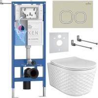 Унитаз подвесной Roxen Vine Tornado в комплекте с инсталляцией StounFix Dual Fresh 6 в 1 979018 (кно