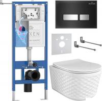Унитаз подвесной Roxen Vine Tornado в комплекте с инсталляцией StounFix Dual Fresh 6 в 1 979025 (кно