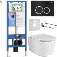 Унитаз подвесной Roxen Vine Tornado в комплекте с инсталляцией StounFix Dual Fresh 6 в 1 979008 (кно
