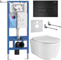 Унитаз подвесной Roxen Vine Tornado в комплекте с инсталляцией StounFix Dual Fresh 6 в 1 979001 (кно