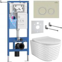 Унитаз подвесной Roxen Vine Tornado в комплекте с инсталляцией StounFix Dual Fresh 6 в 1 979011 (кно