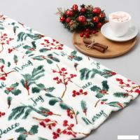 Плед Этель Ветви 10617989 (180x200, белый/зеленый/красный)