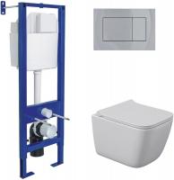 Унитаз подвесной Berges Wasserhaus Quattro S Rimless 043364 (с сиденьем и кнопкой смыва)