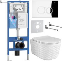 Унитаз подвесной Roxen Vine Tornado в комплекте с инсталляцией StounFix Dual Fresh 6 в 1 979009 (кно