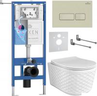 Унитаз подвесной Roxen Vine Tornado в комплекте с инсталляцией StounFix Dual Fresh 6 в 1 979004 (кно