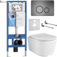 Унитаз подвесной Roxen Vine Tornado в комплекте с инсталляцией StounFix Dual Fresh 6 в 1 979020 (кно