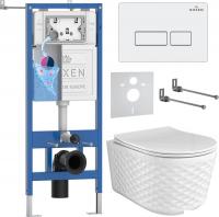 Унитаз подвесной Roxen Vine Tornado в комплекте с инсталляцией StounFix Dual Fresh 6 в 1 979000 (кно
