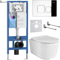 Унитаз подвесной Roxen Vine Tornado в комплекте с инсталляцией StounFix Dual Fresh 6 в 1 979016 (кно