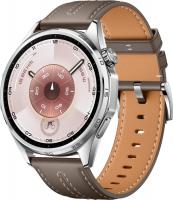 Умные часы Huawei Watch GT 6 46 мм (серебристый, с коричневым кожаным ремешком, международная версия