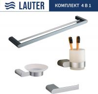 Набор аксессуаров для ванной Lauter 21SH1061 + 21SH1051 + 21SH1101 + 21SH7021 (Chrome, 4 предмета)