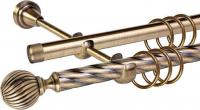 Карниз для штор АС ФОРОС Grace D19К/19Г + наконечники Орион (2.4м, антик)
