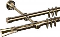 Карниз для штор АС ФОРОС Grace D19К/19Г + наконечники Вега (3м, антик/золото)