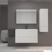 Symbolite Тумба под умывальник Манхэттен 100 Plus 2 ящика (подвесная, белый матовый)