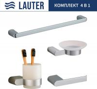 Набор аксессуаров для ванной Lauter 21SH1061 + 21SH1051 + 21SH1101 + 21SH70101 (Chrome, 4 предмета)