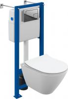 Унитаз подвесной Cersanit City Smart CO DPL EO Slim (с кнопкой Corner 64108 хром глянцевый)