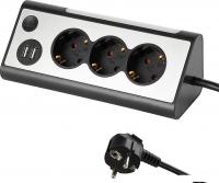 Удлинитель Electraline 62512 (1.5 м, серебристый/черный)