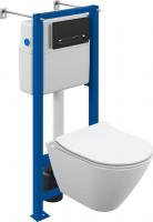 Унитаз подвесной Cersanit City Smart CO DPL EO Slim (с кнопкой Estetica 64112 черный/хром)