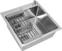 Кухонная мойка Basic CL DS Decor 50x50 (сатин, коландер, дозатор)