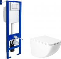 Унитаз подвесной Saniteco KW-99048 + Berges АТОМ 410 040333 (с кнопкой)