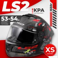 Мотошлем LS2 FF808 Stream 2 Angry Monkey (XS, черный матовый/красный)