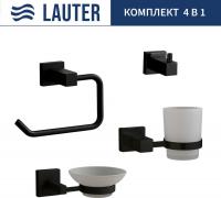 Набор аксессуаров для ванной Lauter 21SH6062 + 21SH6052 + 21SH6092 + 21SH6072 (Matt Black, 4 предмет