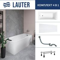 Ванна Lauter Aurora 170x75 21010075 (с ножками, лицевым экраном и сифоном 21Y32000 хром)