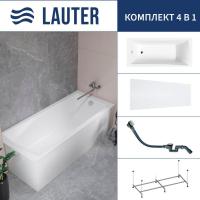 Ванна Lauter Aurora 170x75 21010075 (с каркасом, лицевым экраном и сифоном 21Y32002 белый)
