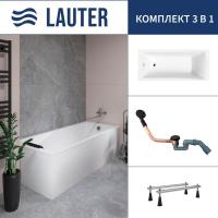 Ванна Lauter Aurora 170x75 21010075 (с ножками и сифоном 21Y11021 матовый черный)