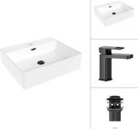 Умывальник Lauter 21478 + Cascade 21СК655BS с донным клапаном 21190B (черный матовый)