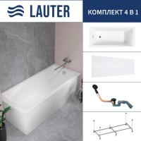 Ванна Lauter Aurora 170x75 21010075 (с каркасом, лицевым экраном и сифоном 21Y11021 матовый черный)