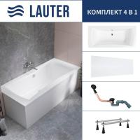 Ванна Lauter Belgravia 170x75 21110170 (с ножками, лицевым экраном и сифоном 21Y11021 матовый черный