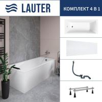 Ванна Lauter Aurora 170x75 21010075 (с ножками, лицевым экраном и сифоном 21Y31002 белый)