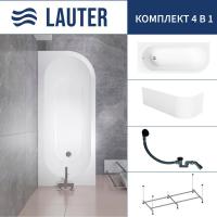 Ванна Lauter Monaco 170x72.5 2113170L (с каркасом, лицевым экраном и сифоном 21Y31001 матовый черный