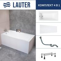 Ванна Lauter Seraphina 170x80 2112170L (с ножками, лицевым экраном и сифоном 21Y32000 хром)