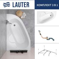 Ванна Lauter Valencia 140x95 2102140L (с каркасом и сифоном 21Y11010 хром)