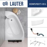 Ванна Lauter Valencia 150x100 2102150L (с каркасом, лицевым экраном и сифоном 21Y11021 матовый черны