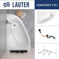 Ванна Lauter Valencia 150x100 2102150L (с каркасом и сифоном 21Y11021 матовый черный)