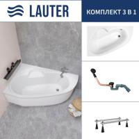 Ванна Lauter Valencia 150x100 2102150L (с ножками и сифоном 21Y11021 матовый черный)