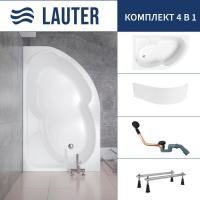 Ванна Lauter Geneva 170x105 2103170L (с ножками, лицевым экраном и сифоном 21Y11021 матовый черный)