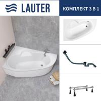 Ванна Lauter Valencia 150x100 2102150L (с ножками и сифоном 21Y32001 матовый черный)