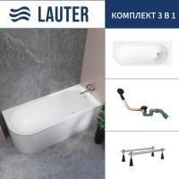 Ванна Lauter Monaco 170x72.5 2113170R (с ножками и сифоном 21Y11021 матовый черный)