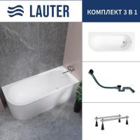 Ванна Lauter Monaco 170x72.5 2113170R (с ножками и сифоном 21Y32001 матовый черный)